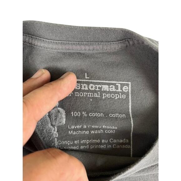 Tresnormale for Normal People T-Shirt Large Gray Cotton Graphic Tee Canada Made - Picture 4 of 6